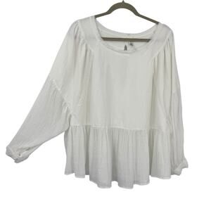 Mur Mur Peasant Top womens O/S One Size White Billowy Pullover